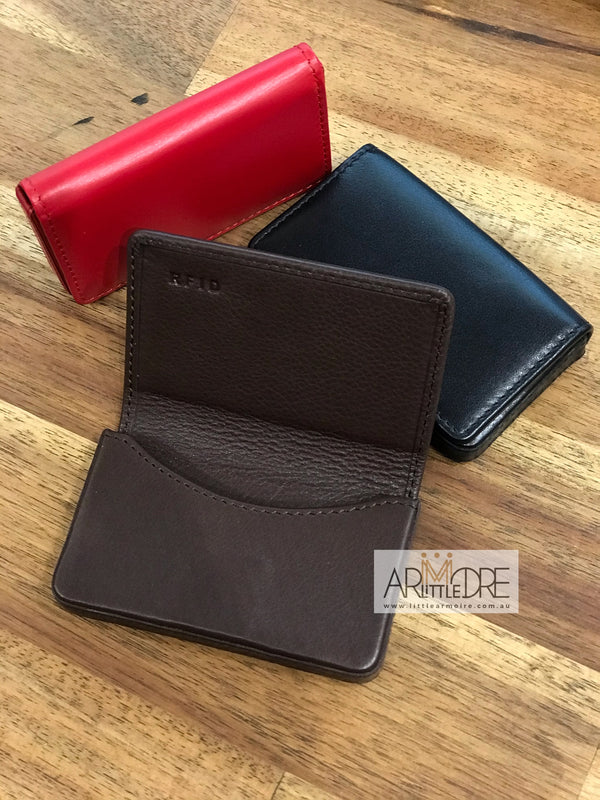 Oran Leather Ralph SAF-7203 Slim Hard Case Leather Business Card Holder