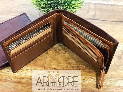 Two Tone Leather Wallet with Coin UARH3181