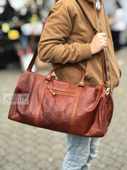 Leather Luggage Bag with Trolley Strap UARH234 London