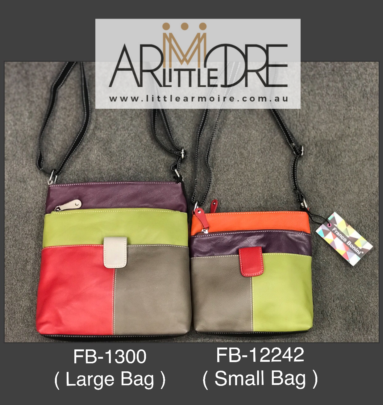 FB-1300 Multi Coloured Large Leather Shoulder / Cross Body Bag