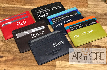 RFID Protected Leather Card Holder with ID Window - UARHSAF7202