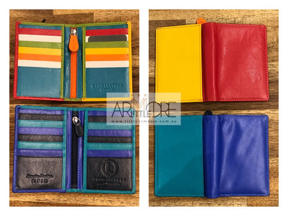 Mini Leather Card Holder Wallet with Zip for Coin - UARHRW02