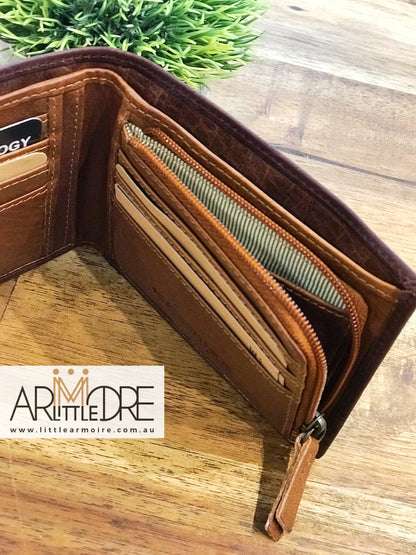 Two Tone Leather Wallet with Coin UARH3181