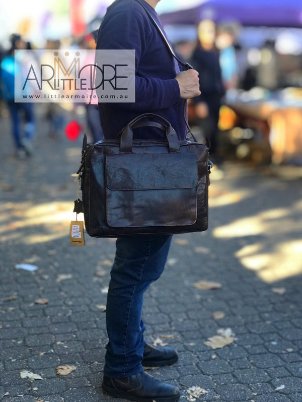 RH-7002 Turku Vintage Brief / Satchel Laptop Bag - Little Armoire - Online Leather Goods Store Australia