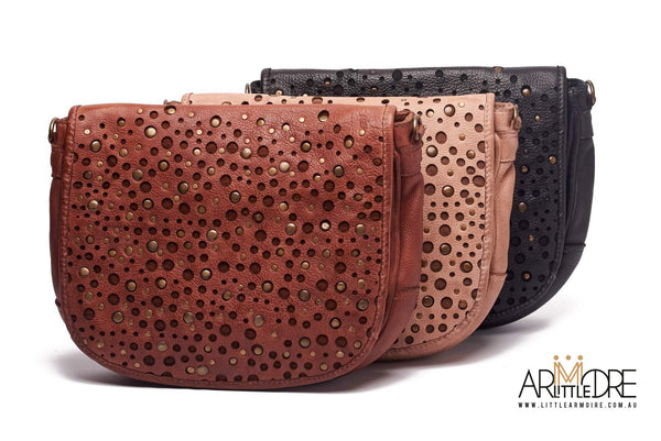 Rugged Hide Lainie RH-2517 Crossbody Bag with studs and Laser Cuts Design