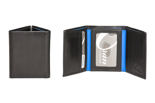 LA06 Soft, Smooth Leather Compact / Slim Men Tri-Fold Leather Wallet